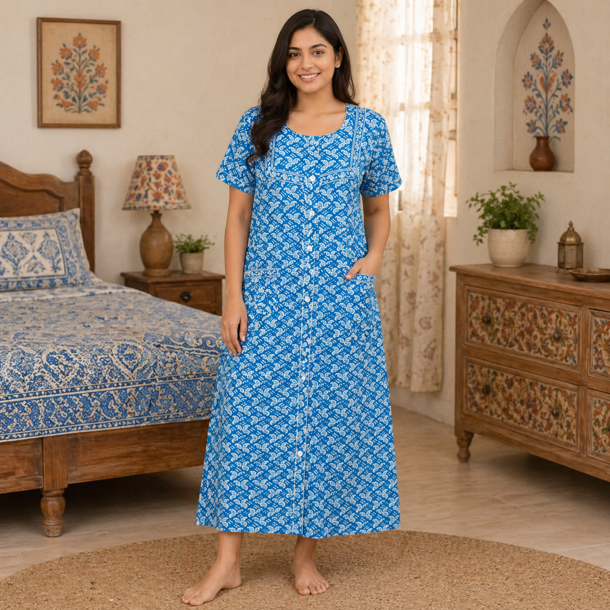 cotton t-shirt midi dress Saint + Sofia | Women's Easy T | Dresses | Green Color:Canyon STYLE Product Details Style: D2843-2676 Hot Pink Cotton Gauze