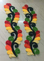 दरवाजा सजावटीसाठी रेडीमेड फ्लोरल बॉर्डर रांगोळी (जोड) | Premium Floral Door Border Rangoli Mat – Set of 2