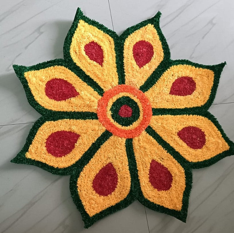 फ्लोरल डिझाइन रेडीमेड रांगोळी मॅट | Premium Floral Ready Made Rangoli Mat
