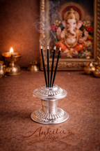Multi-Incense Stick Holder with Pedestal Base (Silver Finish)