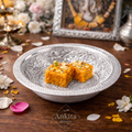 Checks vati | Royal Embossed Silver Serving Bowl (Festive Prasad Dish)