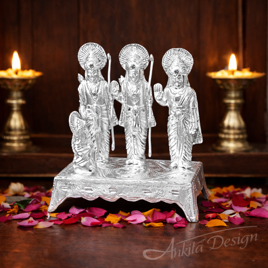 Ram Darbar Idol Set on Decorative item (Silver Finish Sacred Ensemble)