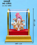 Mini Ganesh Idol with Acrylic Dome | Decorative Car Dashboard Ganpati Showpiece