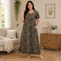 Women’s Printed Cotton Nighty / Lounge Gown  – Soft Comfortable Daily Wear