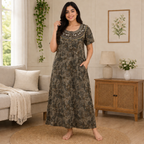 Women’s Printed Cotton Nighty / Lounge Gown  – Soft Comfortable Daily Wear
