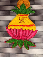 कलश आणि कमळ डिझाइन रेडीमेड रांगोळी मॅट | Premium Kalash & Lotus Ready Made