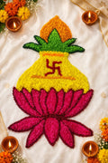 फुलांची कलश डिझाइन रेडीमेड रांगोळी | Floral Kalash Design Decorative Rangoli
