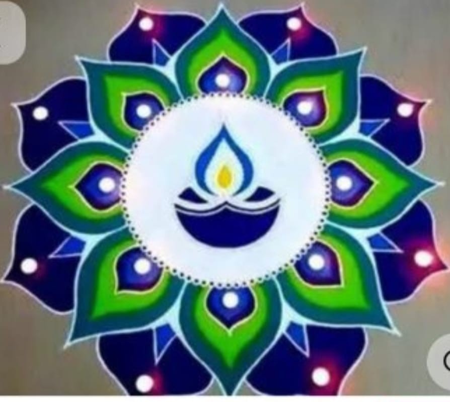 दिवा डिझाइन प्रीमियम रेडीमेड रांगोळी मॅट | Premium Diya Design Ready Made Rangoli Mat