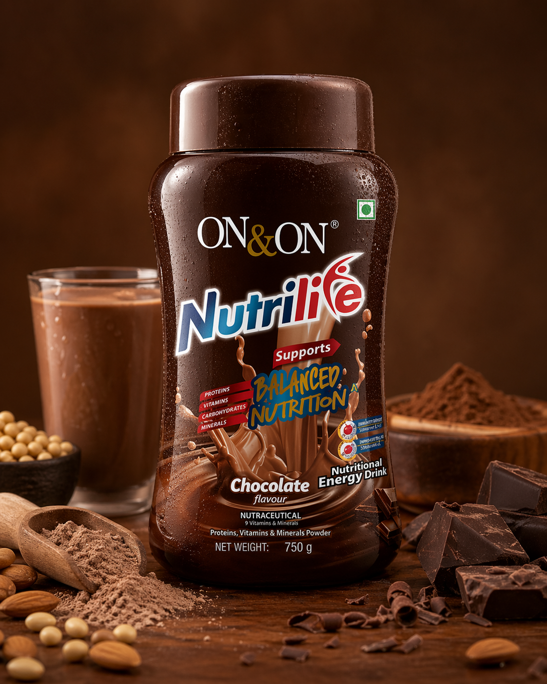 ON & ON Nutrilife Chocolate Nutritional Energy Drink (750g)