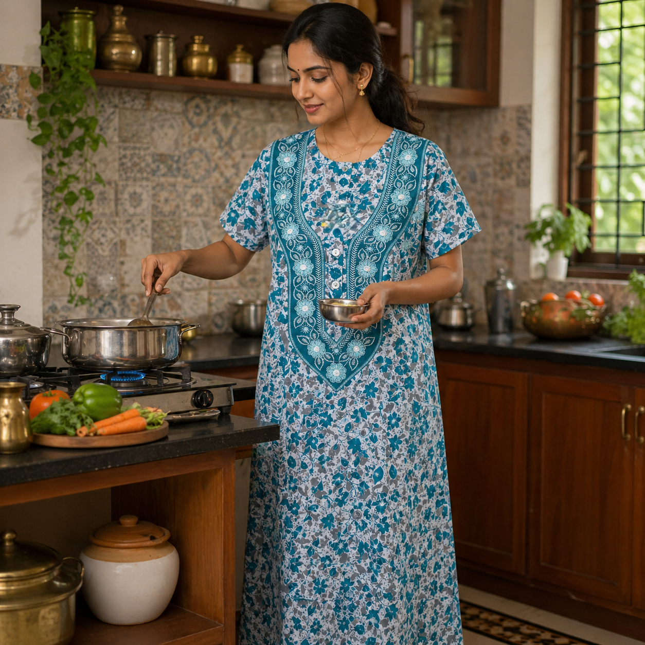 Women’s Cotton Printed Nighty – Soft Comfortable Night Gown