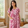 Premium Pink Batik Cotton Nighty for Women