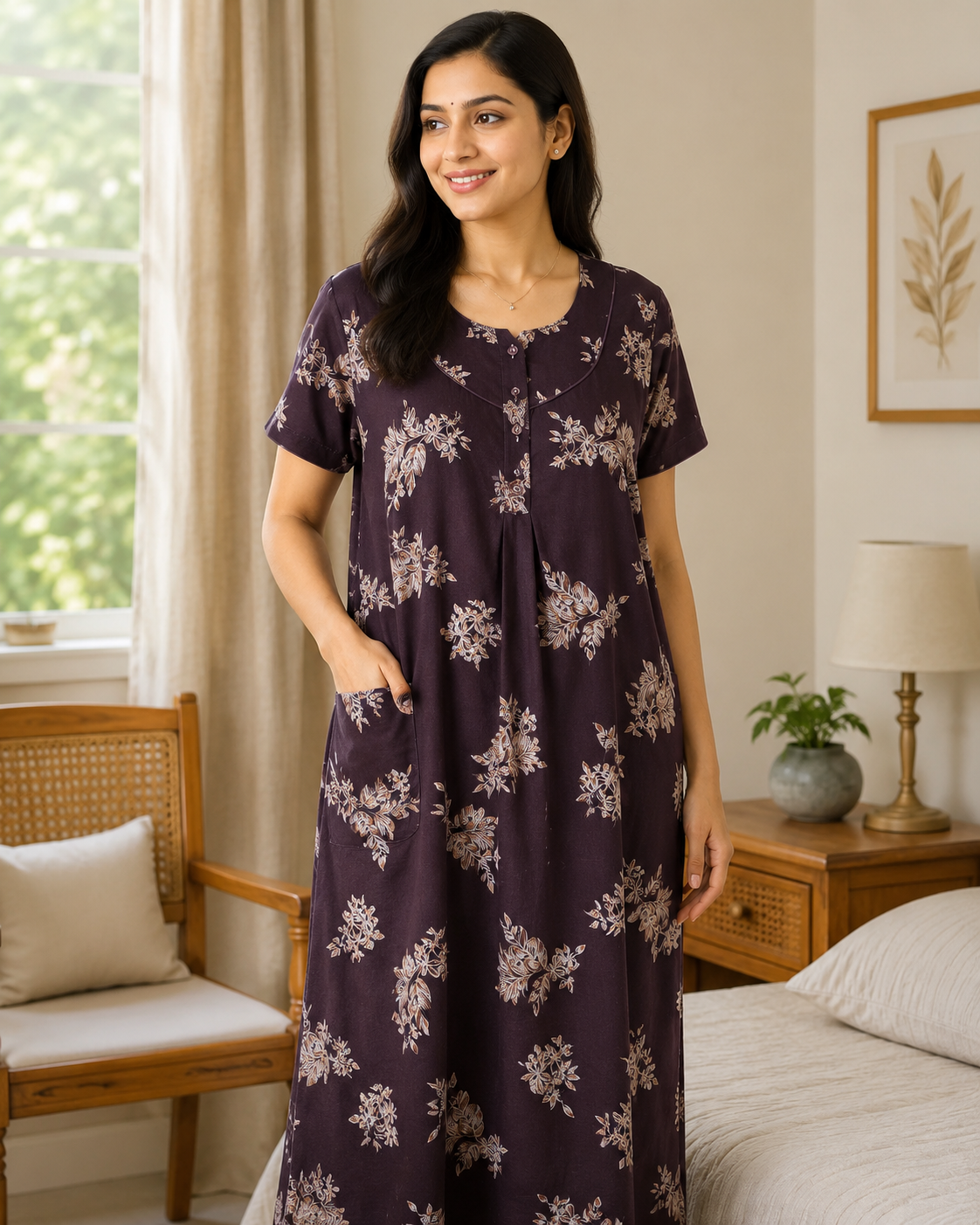 Premium Alfine Cotton Nighty for Women