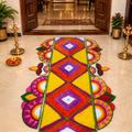 पारंपरिक लांब रेडीमेड रांगोळी मॅट | Premium Traditional Long Rangoli Mat