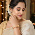 Moti Beads Floral Bangles Set