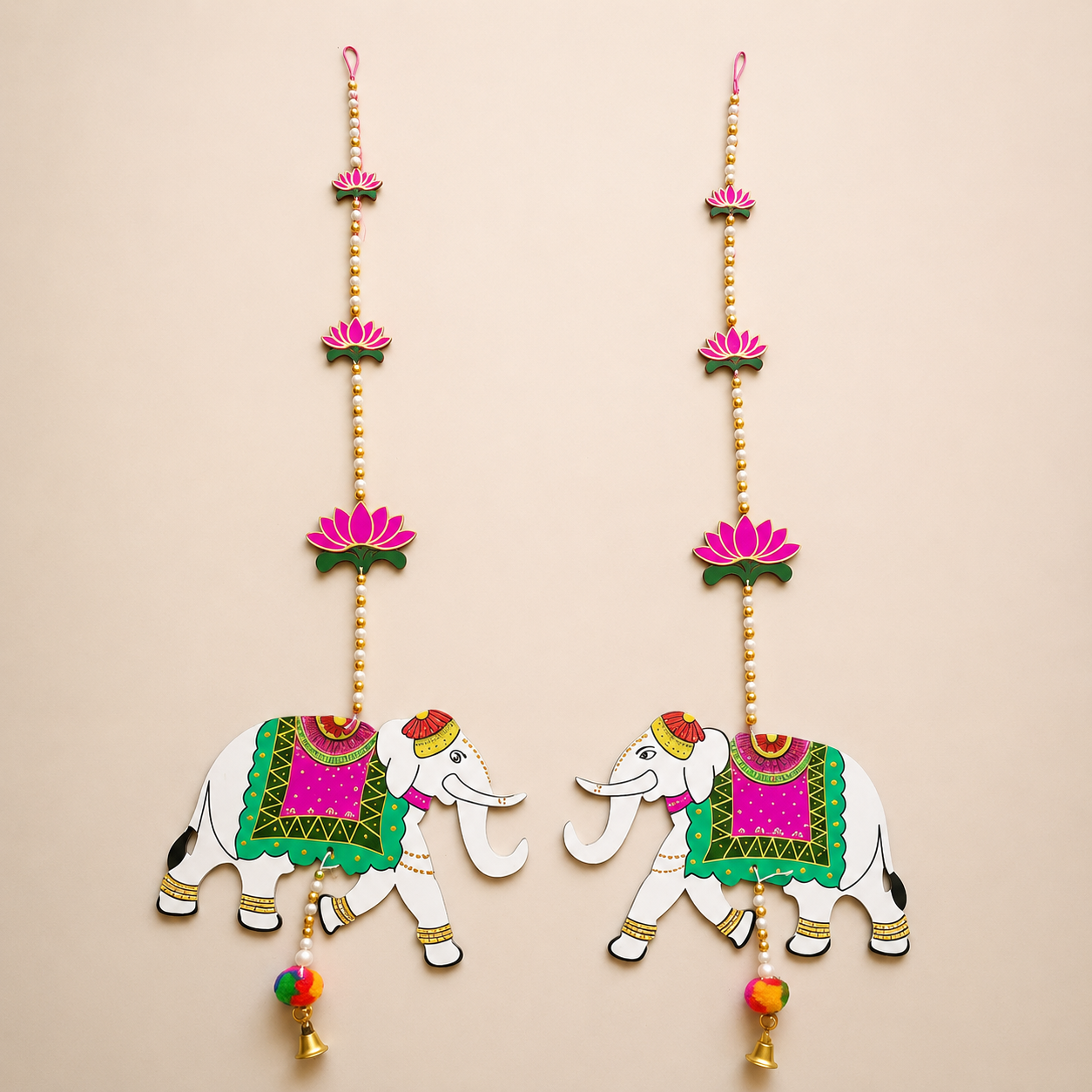Elephant Lotus Hanging Door Decor – Traditional Festive Wall Hanging