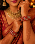 Premium Red Kundan Bangles Set | Elegant Traditional Designer Bangles for Women