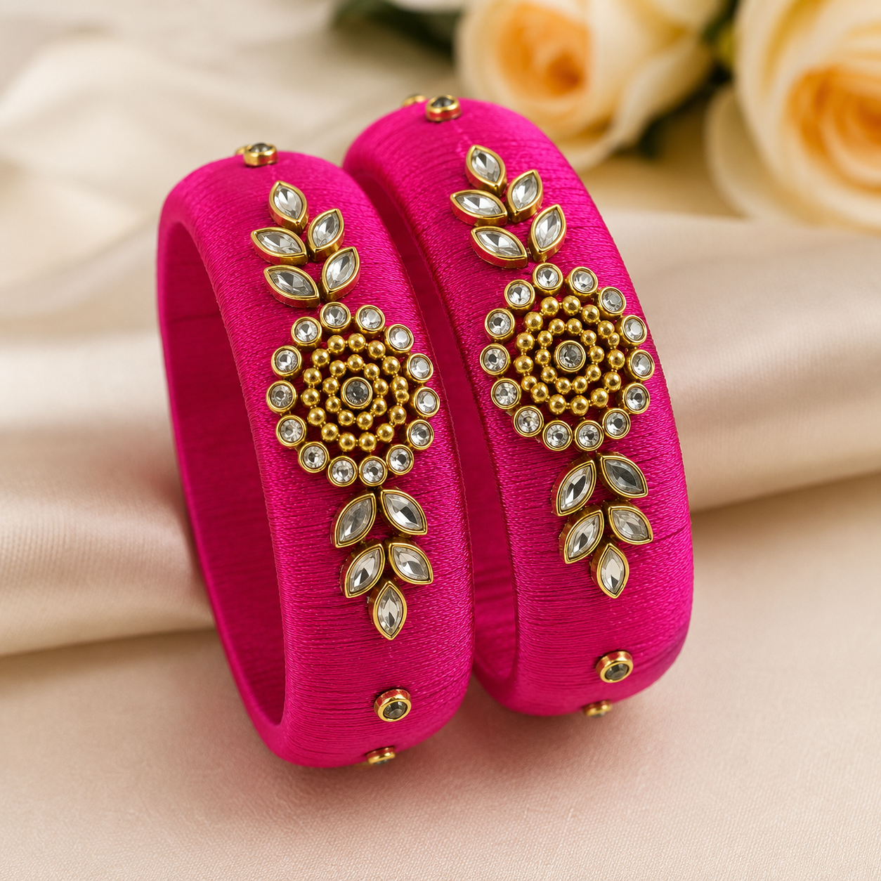 Designer Pink Silk Thread Bangles