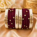 Royal Maroon & Ivory Silk Thread Bangles Set