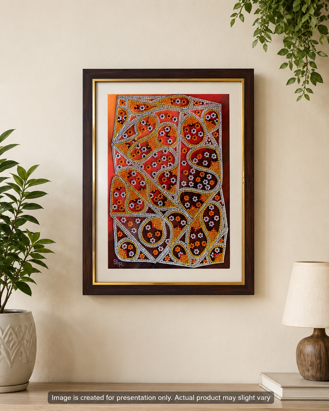 Handmade SP. Beads Wall Art with Premium Wooden Photo Frame | Decorative Abstract Wall Hanging for Living Room & Home Décor