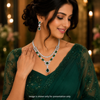 Elegant Emerald Green American Diamond Necklace Set with Matching Earrings