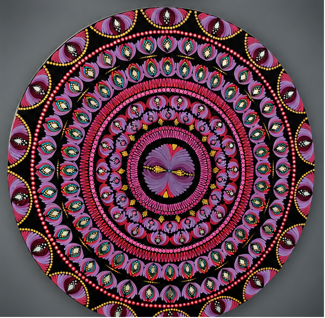 Handcrafted 24 Inch Purple Pink Mandala Wall Art for Luxury Home Décor