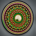 Handcrafted 24 Inch Green Floral Mandala Mirror Wall Art for Home Décor