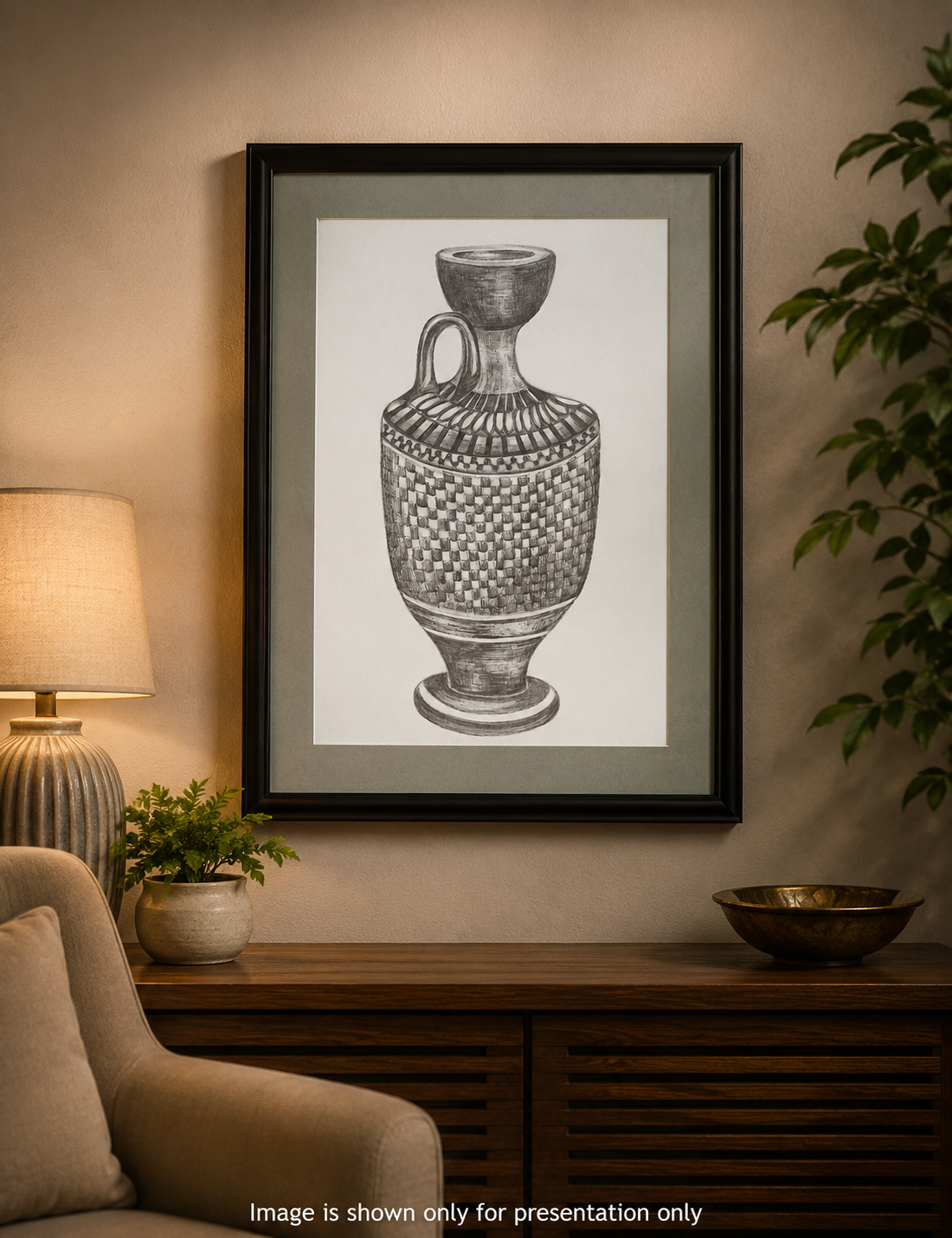 Elegant Handcrafted Pencil Sketch Photo Frame – 11 x 14.5 Inch Wall Art