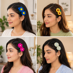 Handmade Floral Hair Clips for Girls & Women | Cute Side Hair Pins Set