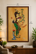 Handmade Beads Wall Art of Shakuntala with Premium Wooden Photo Frame 30" X 48" inches| Decorative Abstract Wall Hanging for Living Room & Home Décor