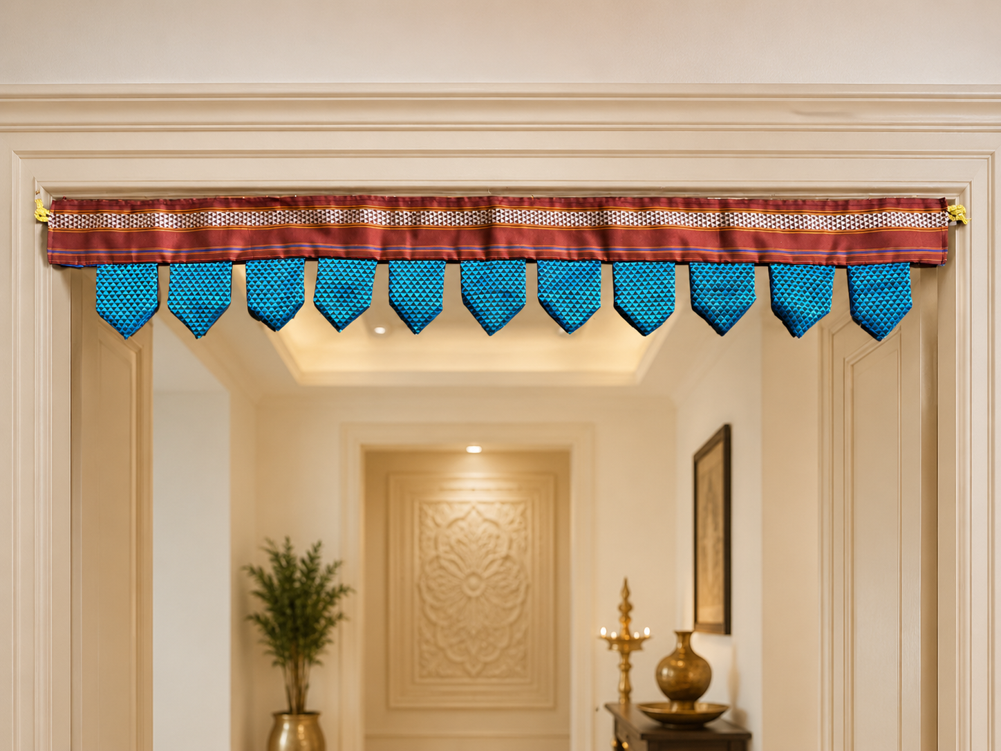 Traditional Handmade Door Toran | Blue Leaf Design Decorative Door Hanging