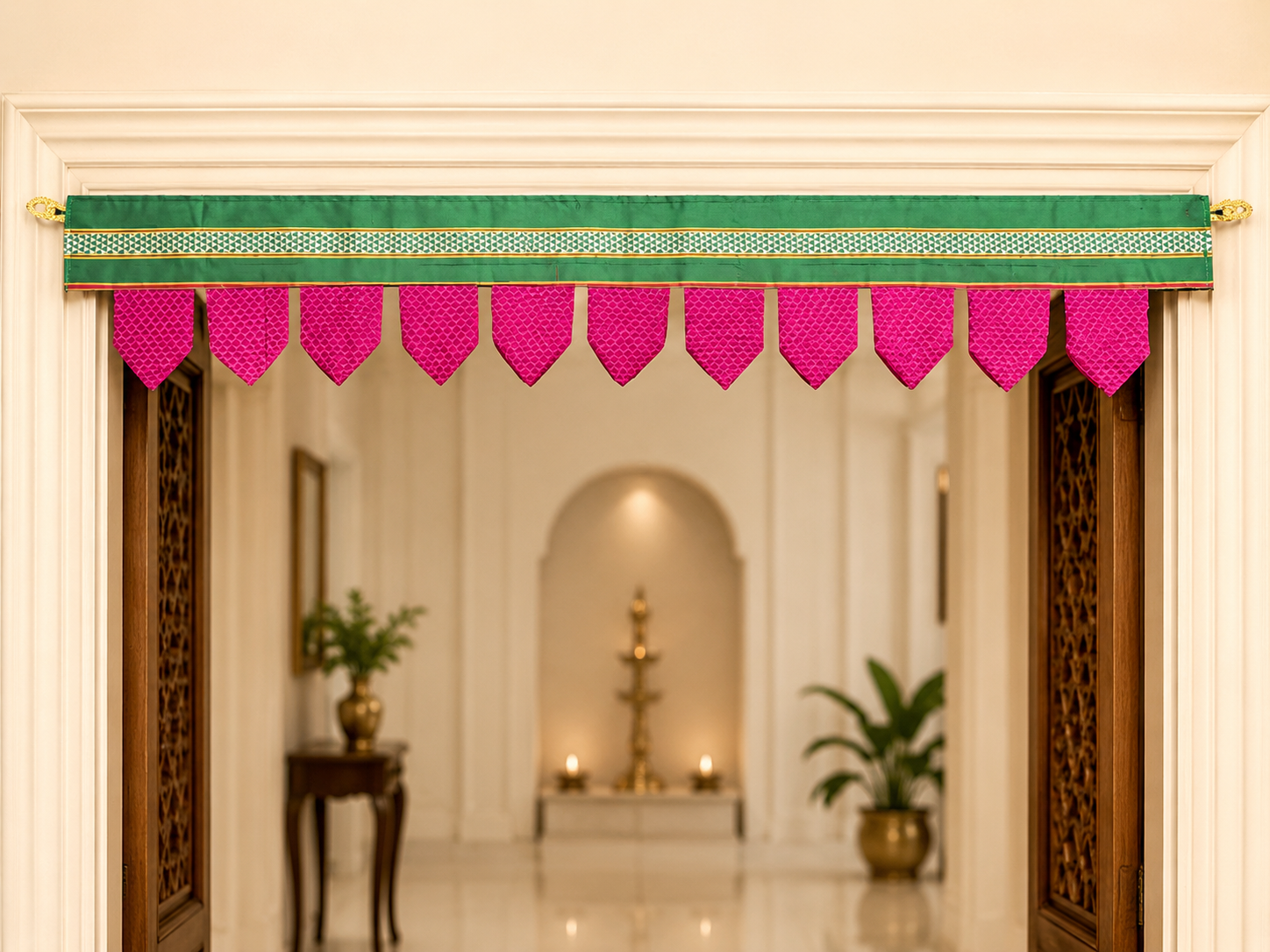 Traditional Handmade Door Toran | Blue Leaf Design Decorative Door Hanging
