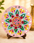 Handmade Blue Mirror Work Decorative Plate | Geometric Mandala Table & Wall Décor