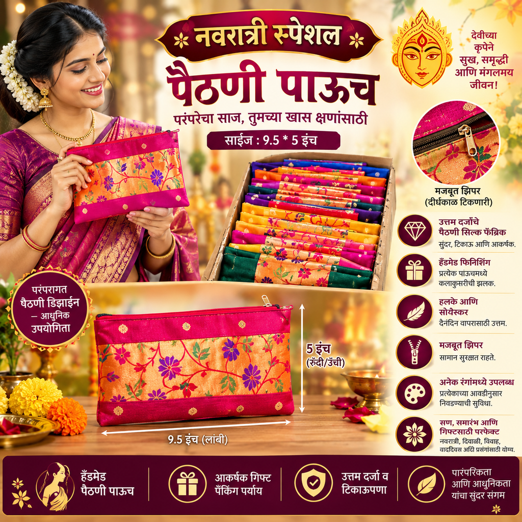नवरात्री स्पेशल पैठणी पाऊच