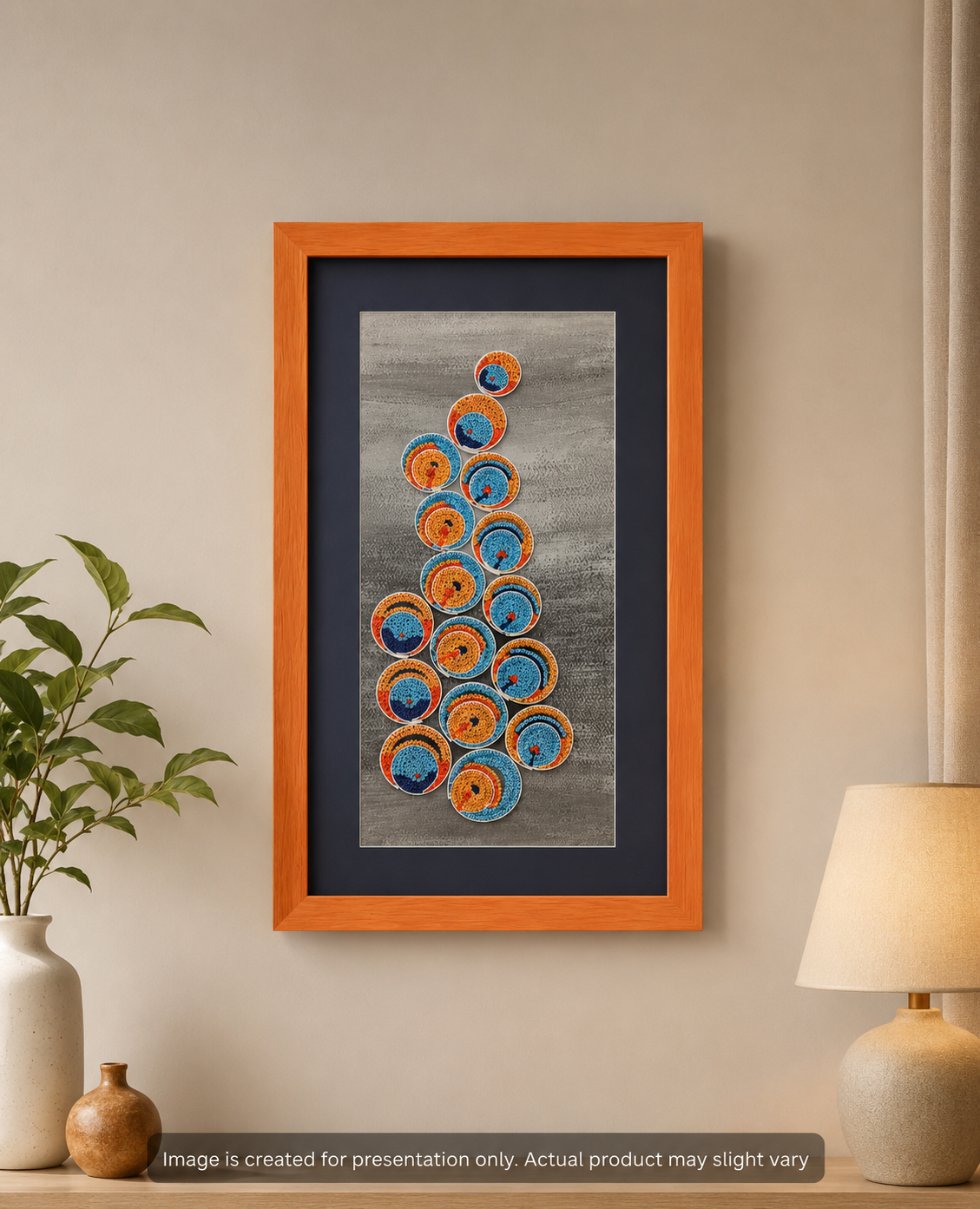 Handmade Beads Wall Art with Premium Wooden Photo Frame | Decorative Abstract Wall Hanging for Living Room & Home Décor