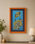 Handmade Blue Beads Wall Art with Premium Wooden Photo Frame | Decorative Abstract Wall Hanging for Living Room & Home Décor