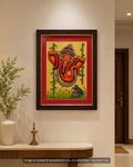 Handmade Beads Ganesha Wall Art with Premium Wooden Photo Frame | Decorative Abstract Wall Hanging for Living Room & Home Décor
