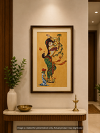 Handmade Beads Wall Art of Shakuntala with Premium Wooden Photo Frame 30" X 48" inches| Decorative Abstract Wall Hanging for Living Room & Home Décor