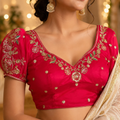 Elegant Red Brocade Designer Saree Blouse for Women | Festive & Wedding Wear Readymade Blouse