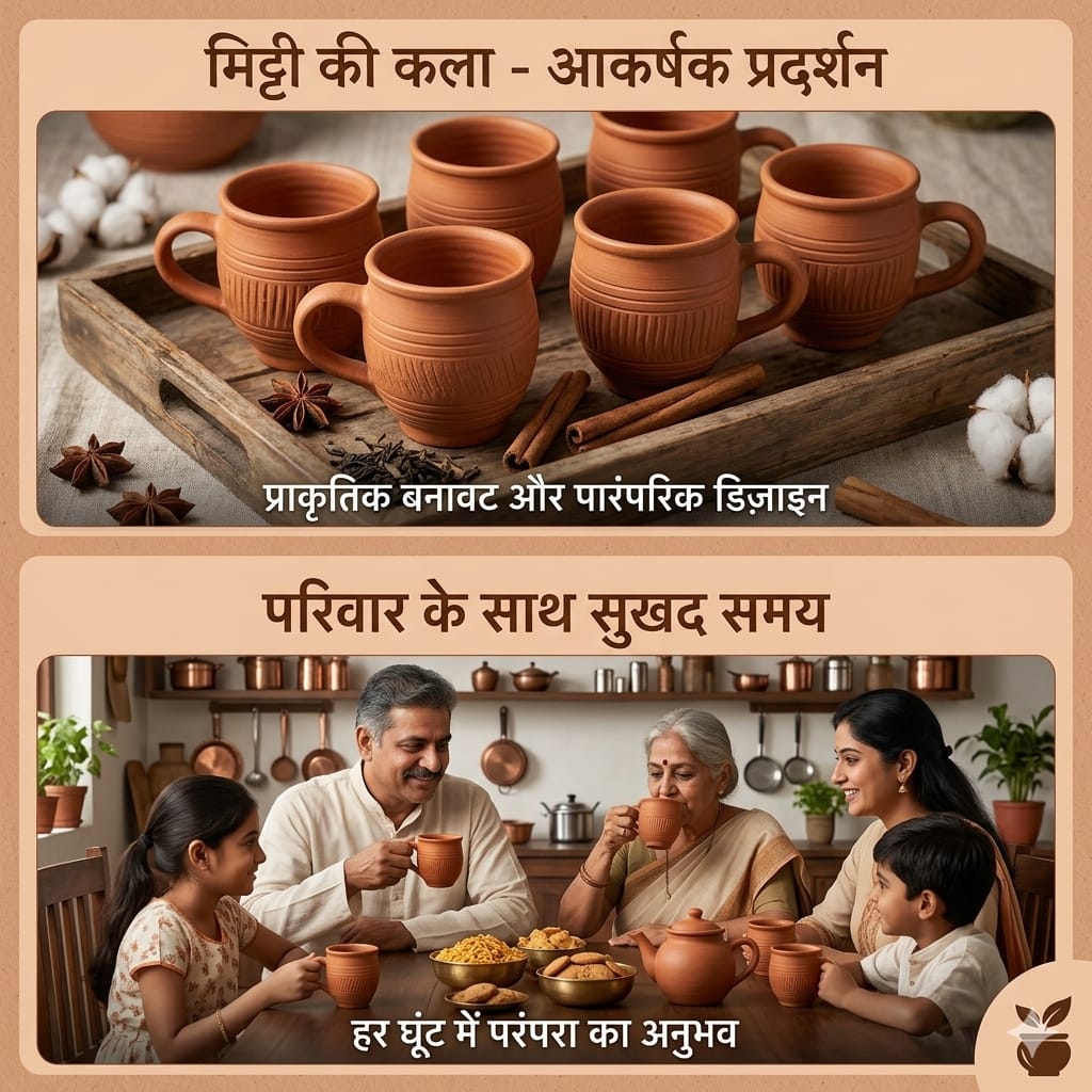Premium Handcrafted Clay Tea Cups (Set of 4)