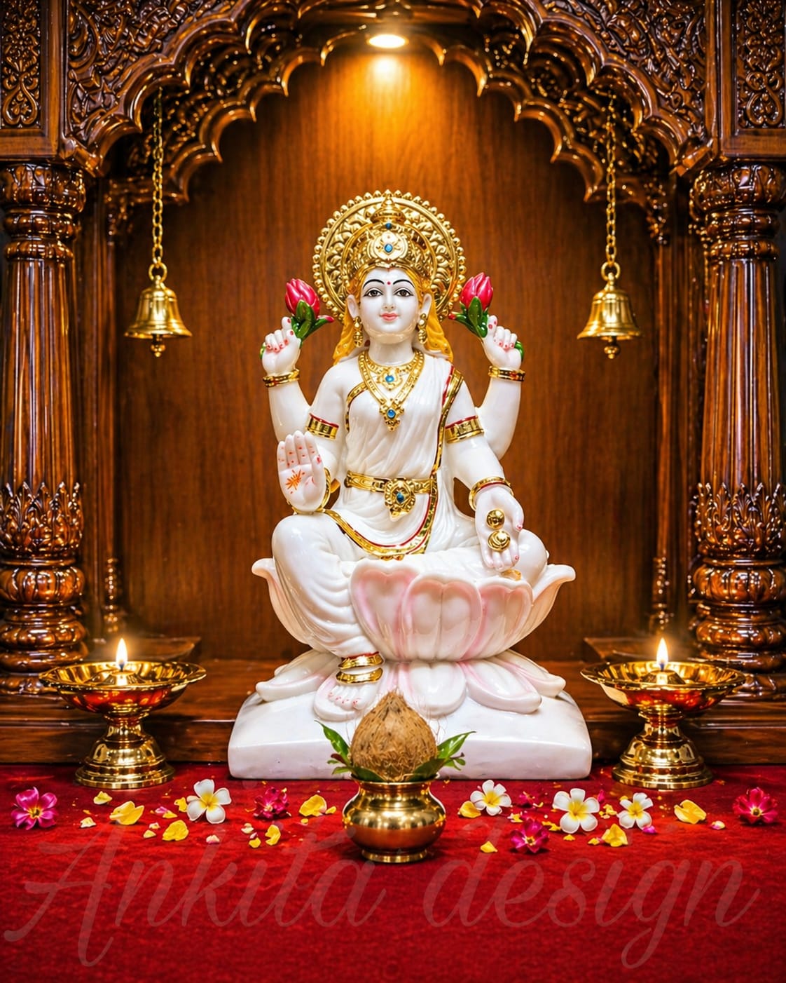 Goddess Lakshmi Statue (White Finish)