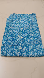Women’s Jaipuri Cotton Nighty (Blue Handblock Print) – Comfortable Daily Wear Gown
