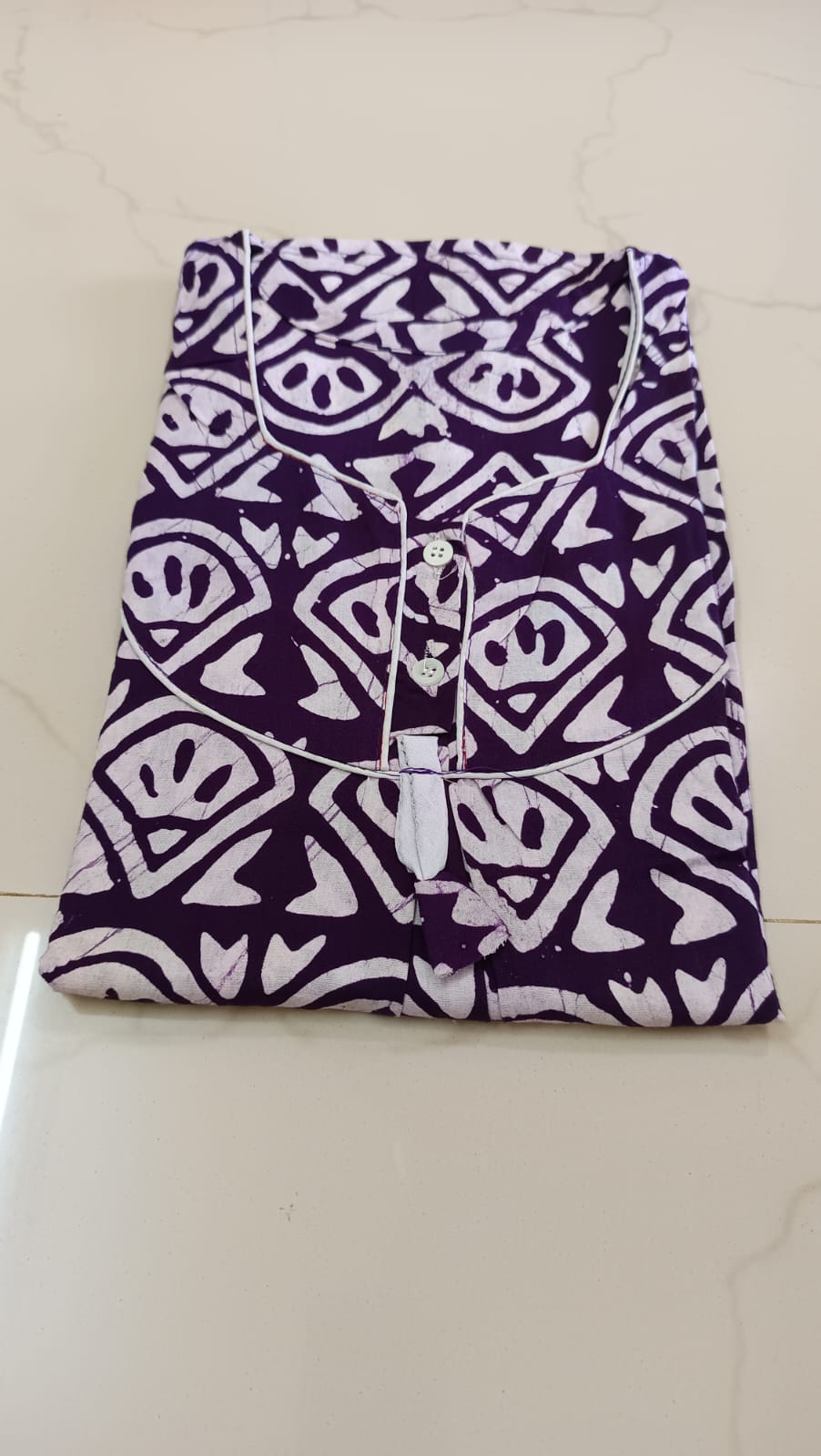 Women’s Batik Print Cotton Nighty – Comfortable Daily Wear Gown