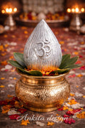 Premium White Metal Shreephal Coconut | Silver Finish Om Engraved Pooja Decor Item
