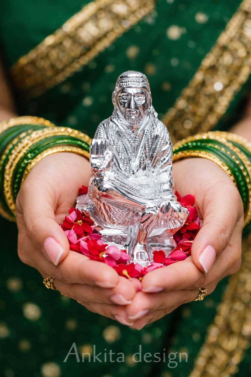 प्रीमियम व्हाईट मेटल साईबाबा मूर्ती | मंदिर आणि घराच्या सजावटीसाठी चांदीच्या फिनिशमध्ये शिर्डी साईबाबा मूर्ती