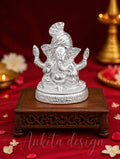 Premium White Metal Lord Ganesha Idol | Decorative & Devghar Ganpati Murti
