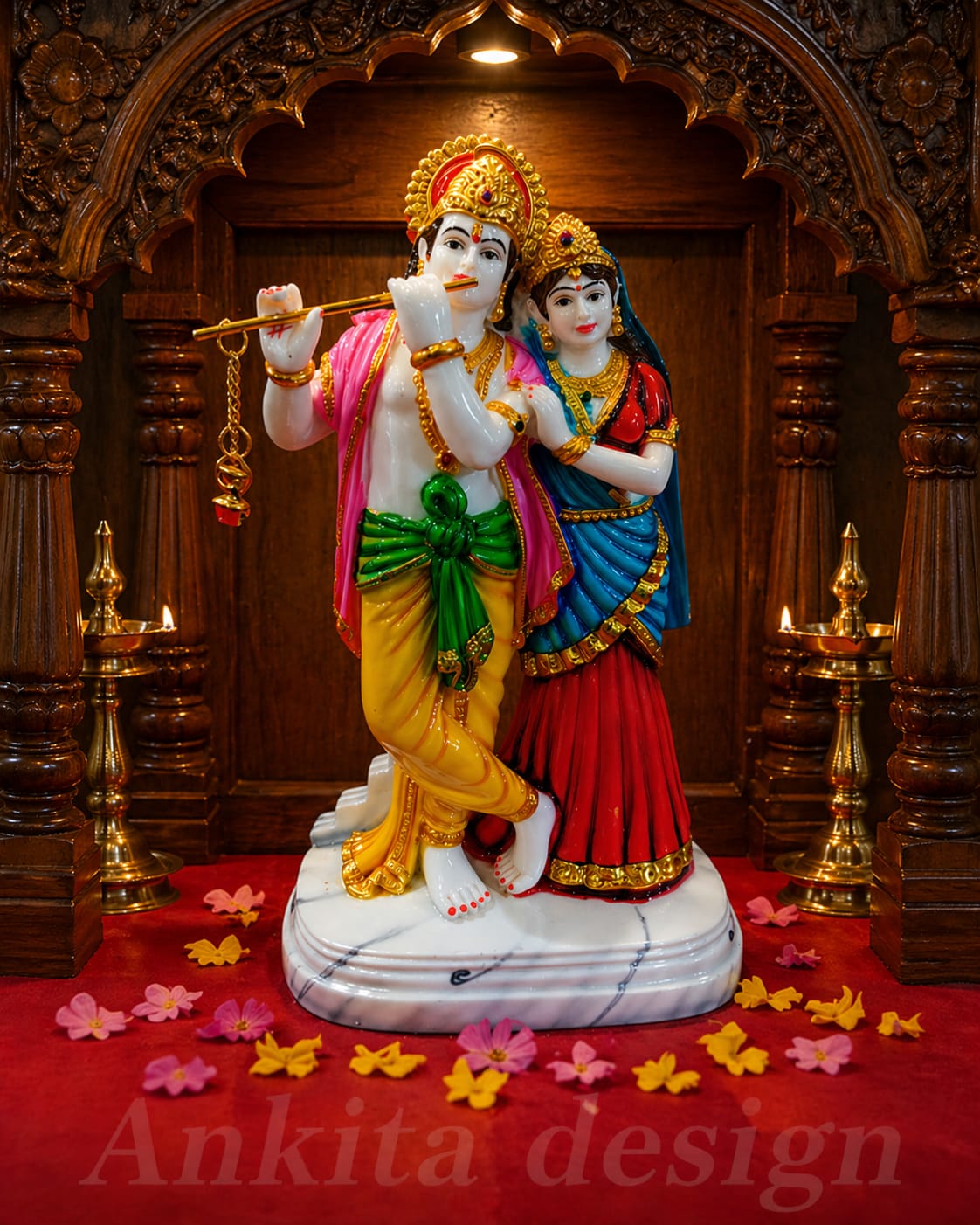 Premium Radha Krishna Idol | Decorative Fiber Murti for Home Temple & Living Room