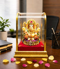 Premium Ganpati Idol in Decorative Glass Dome | Luxury Car Dashboard & Office Table Décor