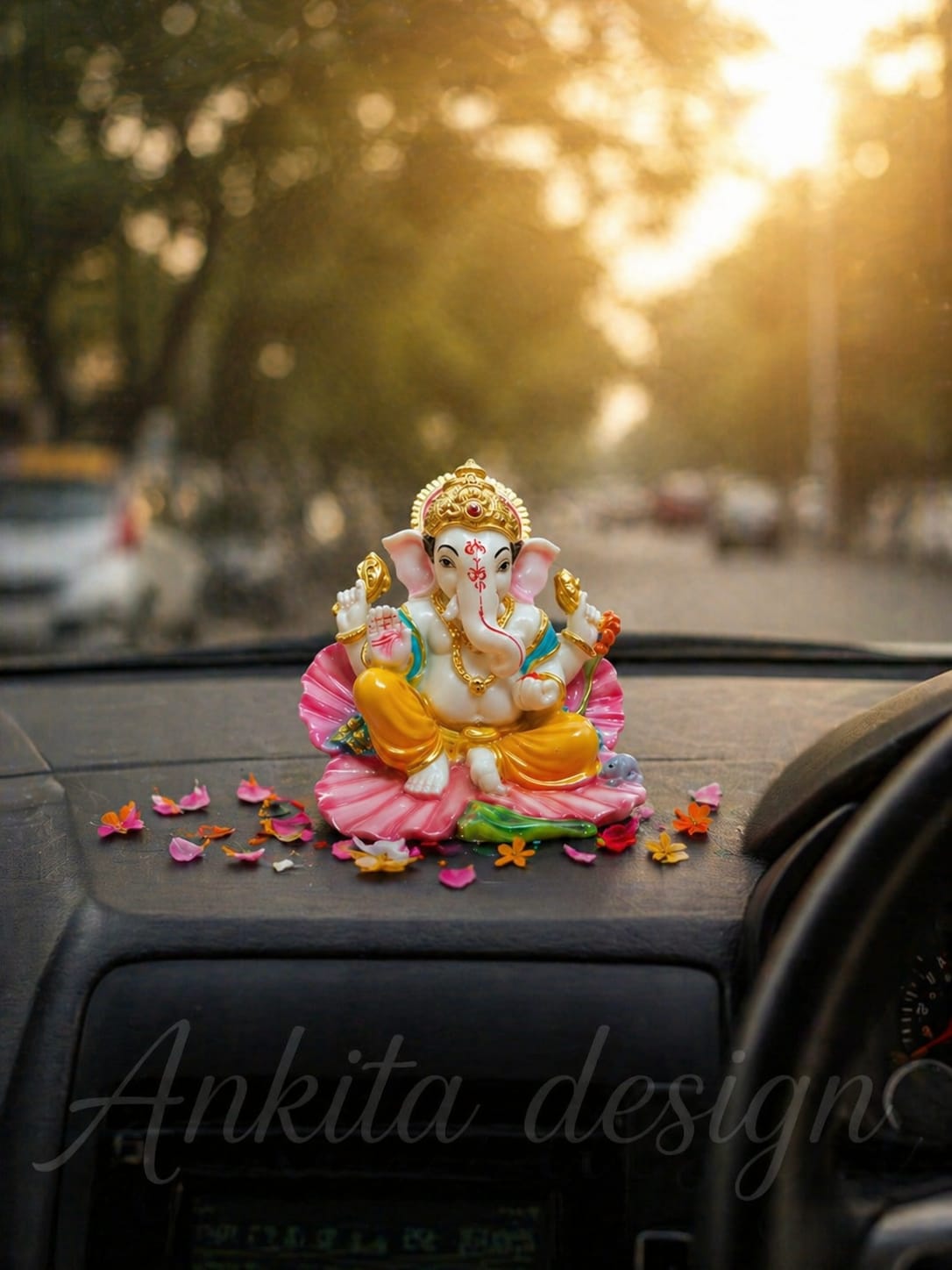 Mini Ganesh Dashboard Idol | Decorative Ganpati Murti for Car & Home Décor