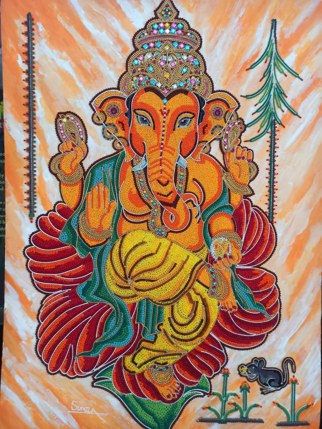 Handmade Beads Art Lord Ganesha Wall Decoration