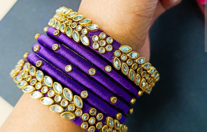 Royal Purple Silk Thread Bangles Set